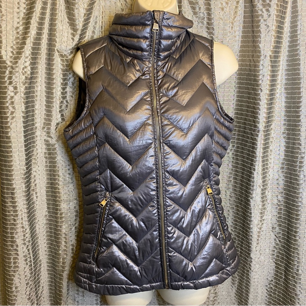 Calvin Klein Metallic Gray Puffer Vest Small
